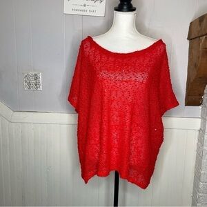 Ashley Stewart, red sequins blouse, popcorn knit sweater, 22/24, Christmas